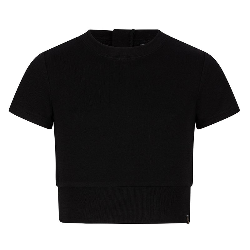 Zwart cropped t-shirt Rib Zip - Capuchon Fashion