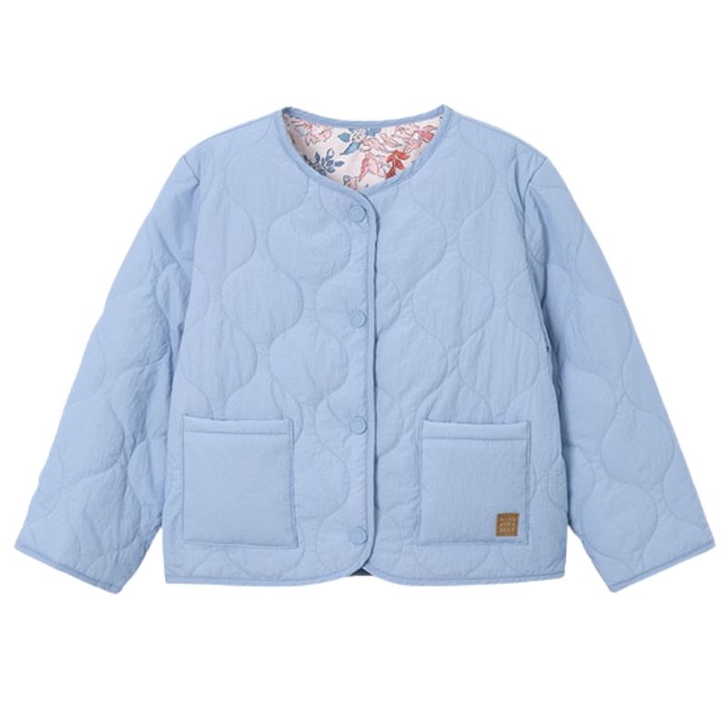 Blauw geprinte reversible padded jacket 3452