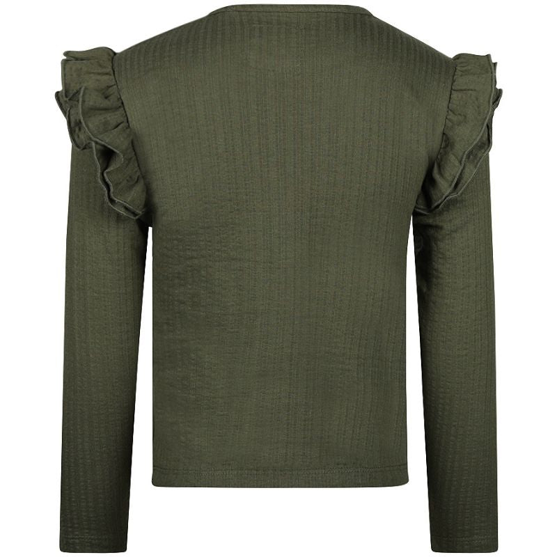 Armygroene ruffle longsleeve O56956 - Capuchon Fashion