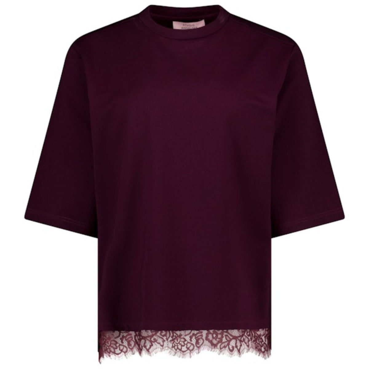Aubergine rood t-shirt Fiore Lace - Capuchon Fashion