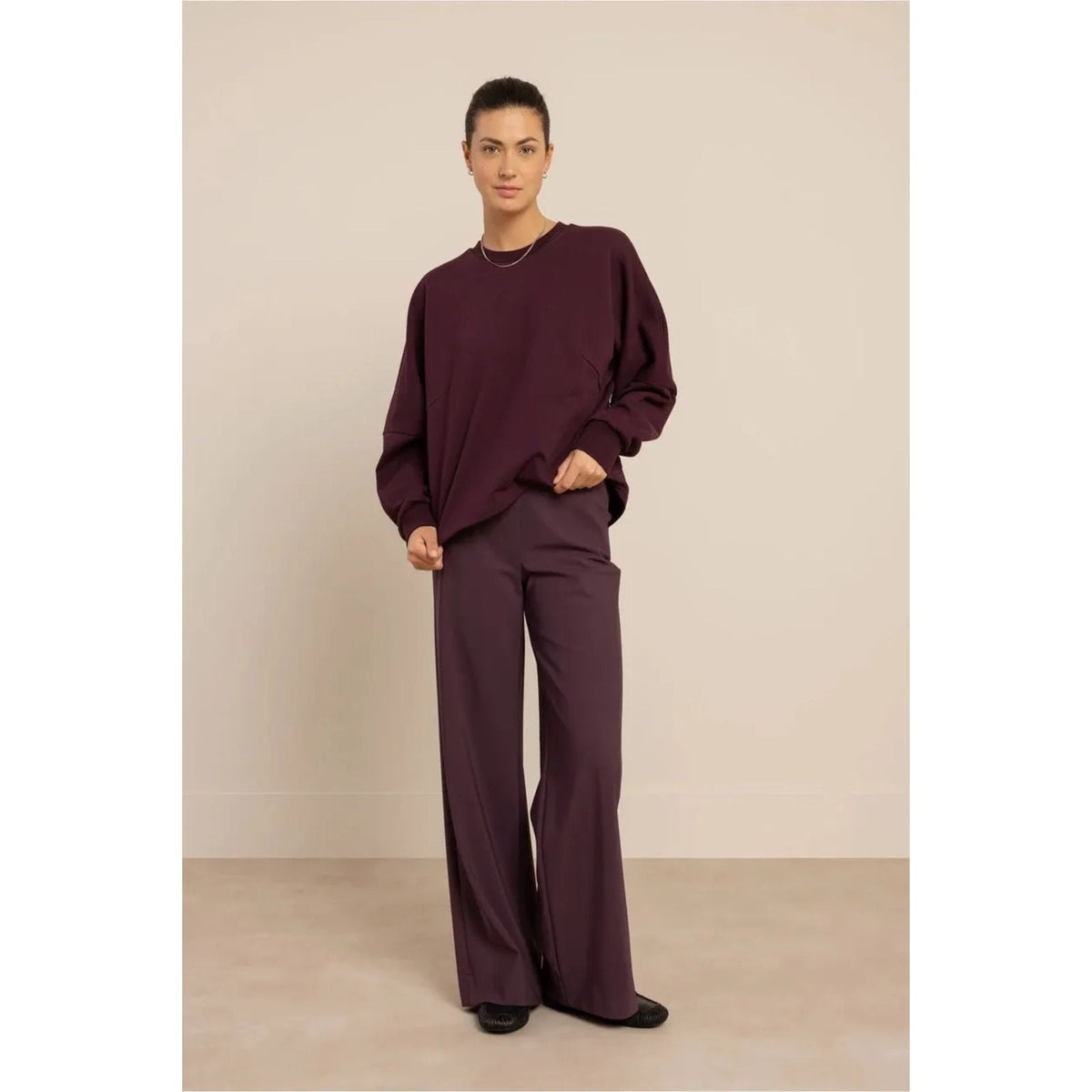 Aubergine travel trouser Lexie Bonded - Capuchon Fashion