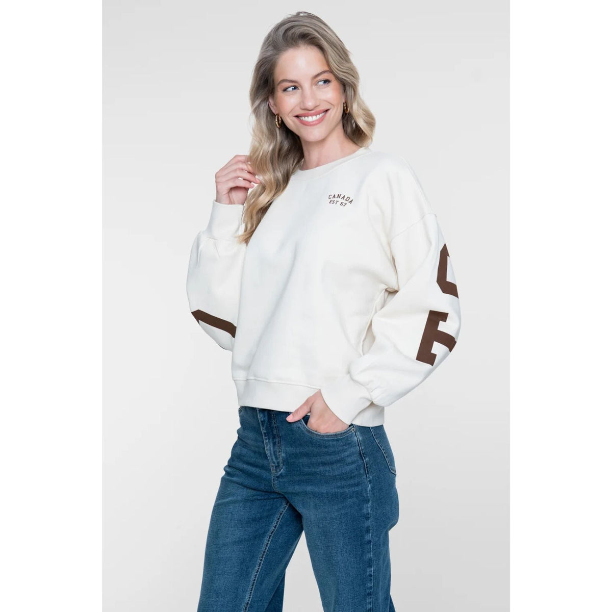 Beige backprint sweater Toronto 62607 - Capuchon Fashion