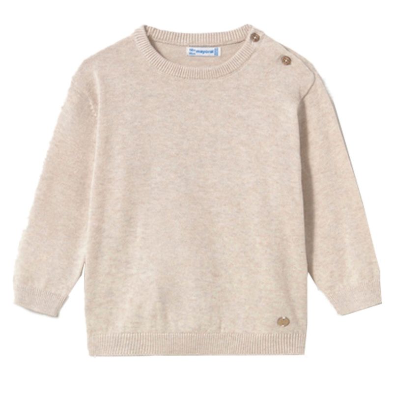 Beige basic katoenen sweater 303 - Capuchon Fashion