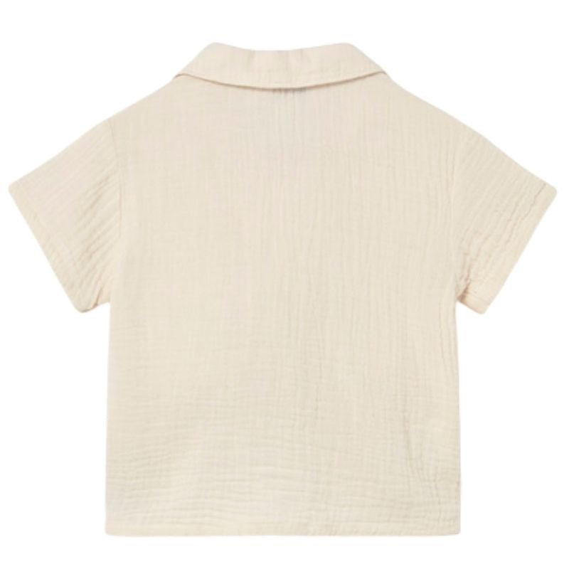 Beige buttondown korte mouw shirt 1113 - Capuchon Fashion