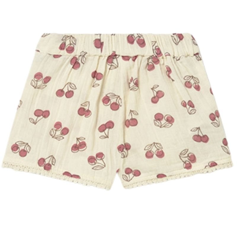 Beige cherry geprinte korte broek 1202 - Capuchon Fashion
