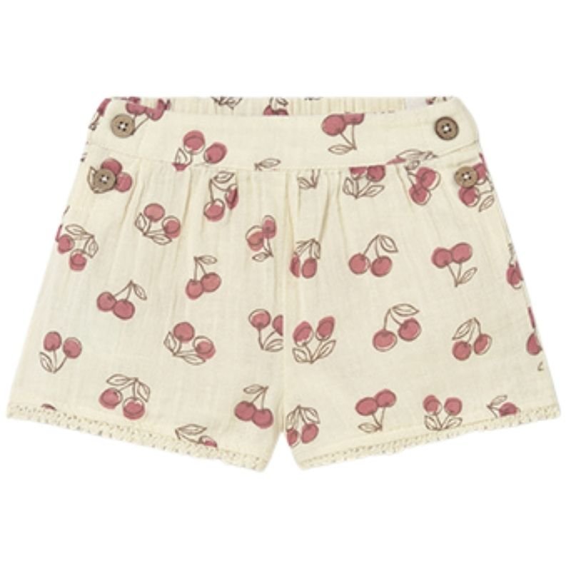 Beige cherry geprinte korte broek 1202 - Capuchon Fashion