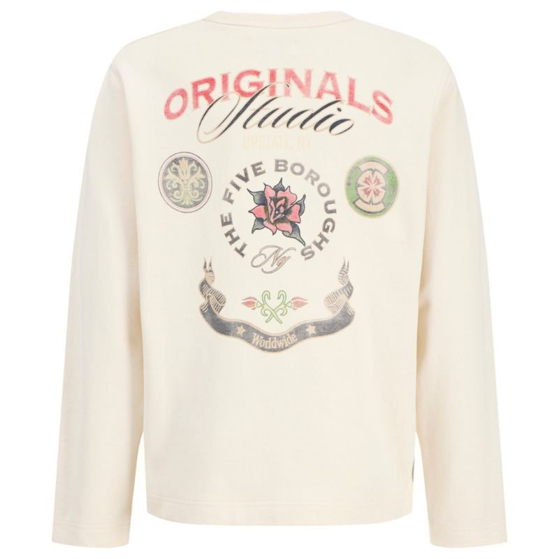 Beige crew neck sweater Upstate Graphic - Capuchon Fashion