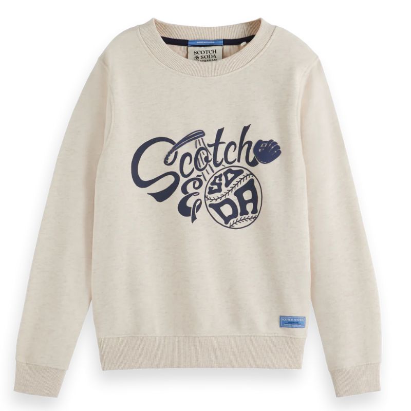 Beige crewneck met artwork - Capuchon Fashion