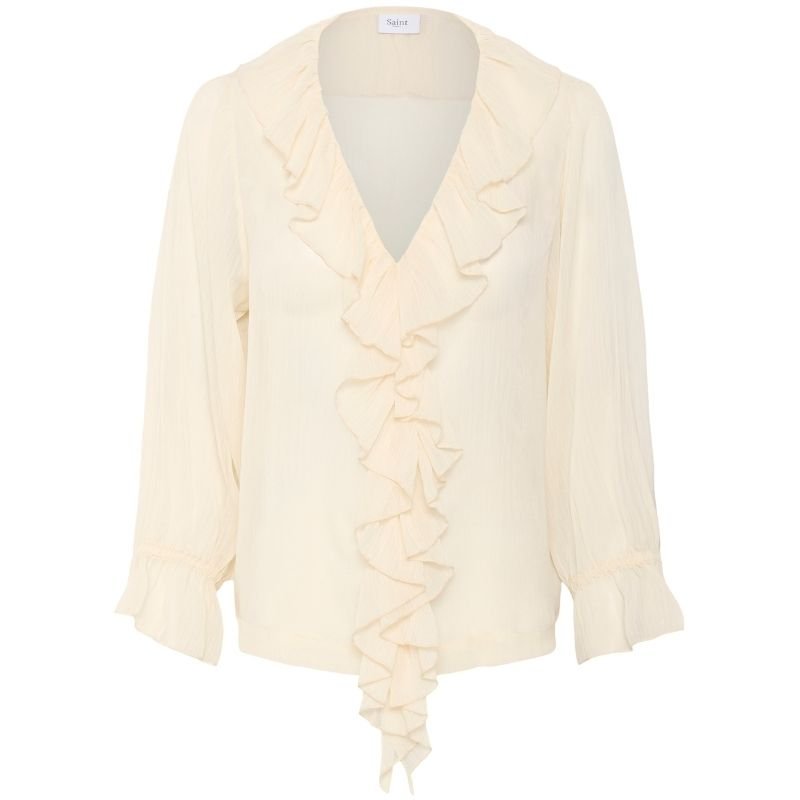 Beige fijngeweven blouse Nanette - Capuchon Fashion