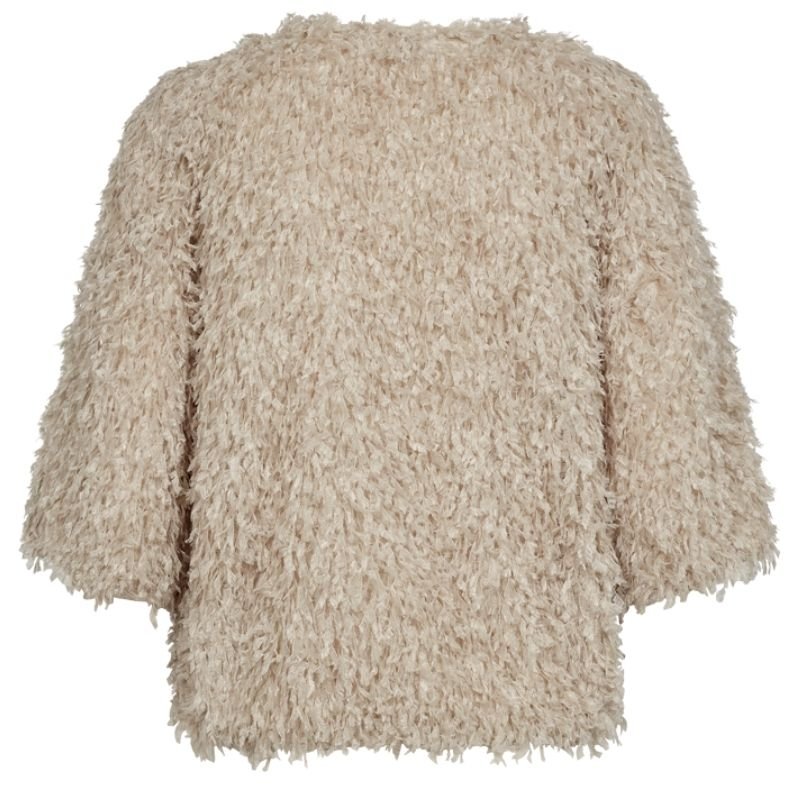 Beige franje v-hals blouse Nola - Capuchon Fashion