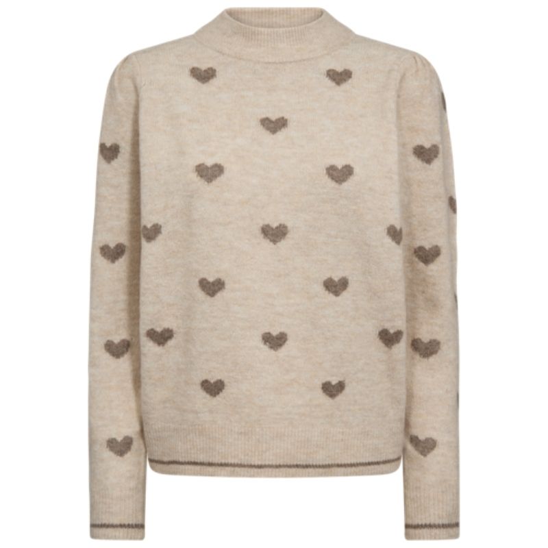 Beige geprint fijngebreide pullover Faith - Capuchon Fashion