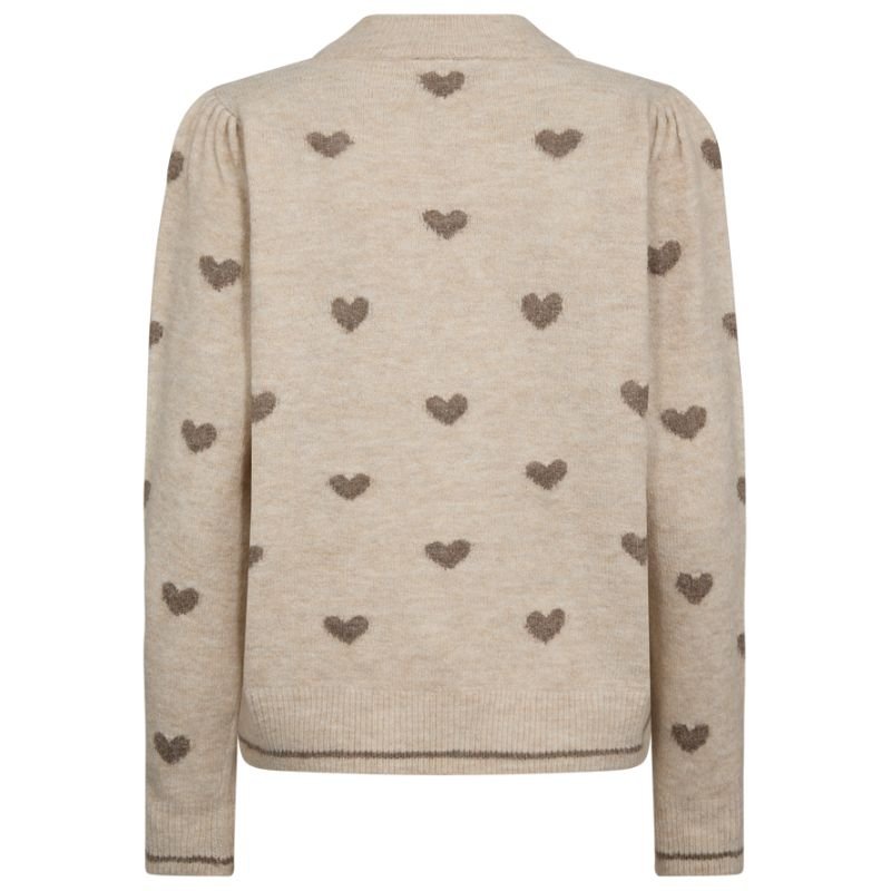 Beige geprint fijngebreide pullover Faith - Capuchon Fashion
