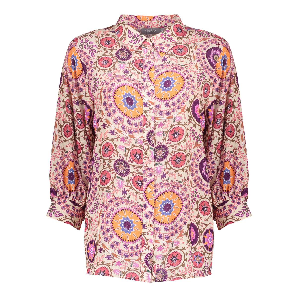 Beige geprinte blouse 53238 - Capuchon Fashion
