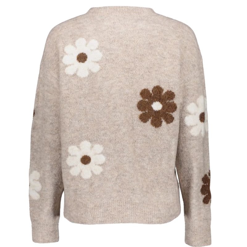 Beige geprinte flower pullover 54516 - Capuchon Fashion