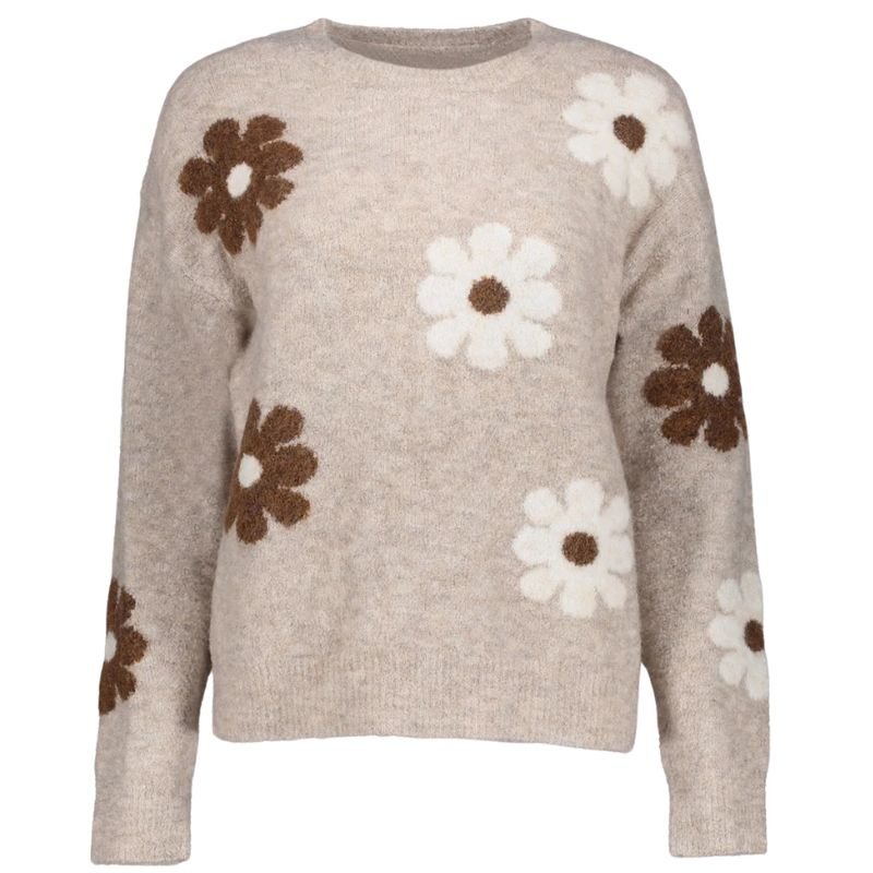 Beige geprinte flower pullover 54516 - Capuchon Fashion