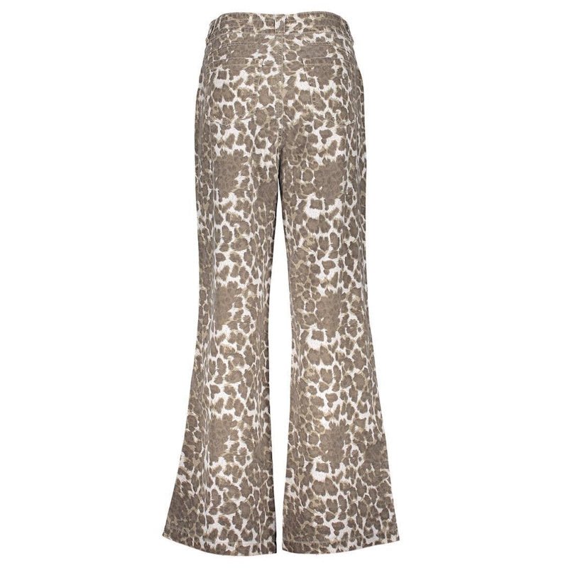 Beige geprinte jeans Leopard 51333 - Capuchon Fashion