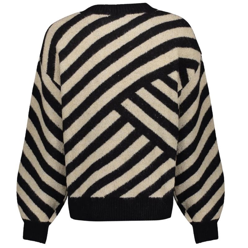 Beige gestreepte pullover 54570 - Capuchon Fashion