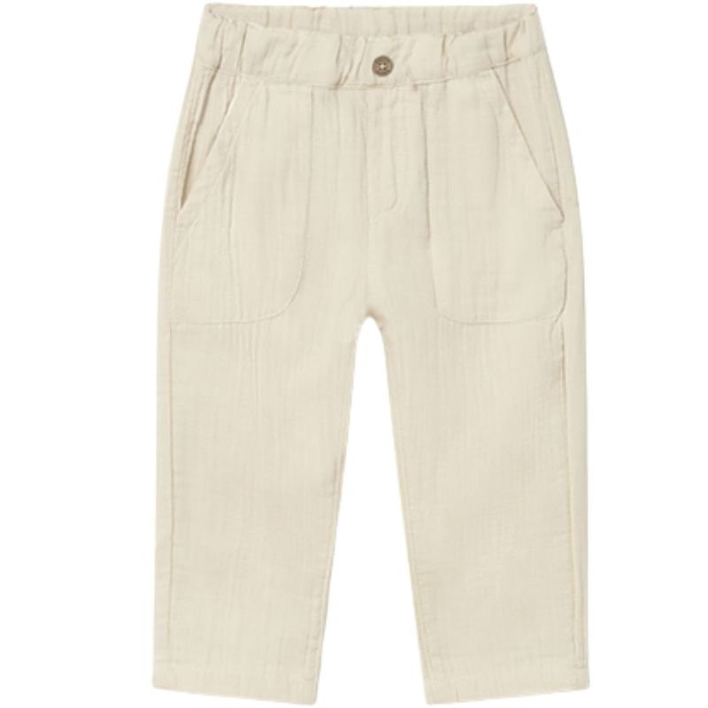 Beige katoenen lange broek 1521 - Capuchon Fashion