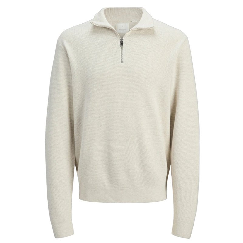 Beige knit sweater Blamilano zip - Capuchon Fashion