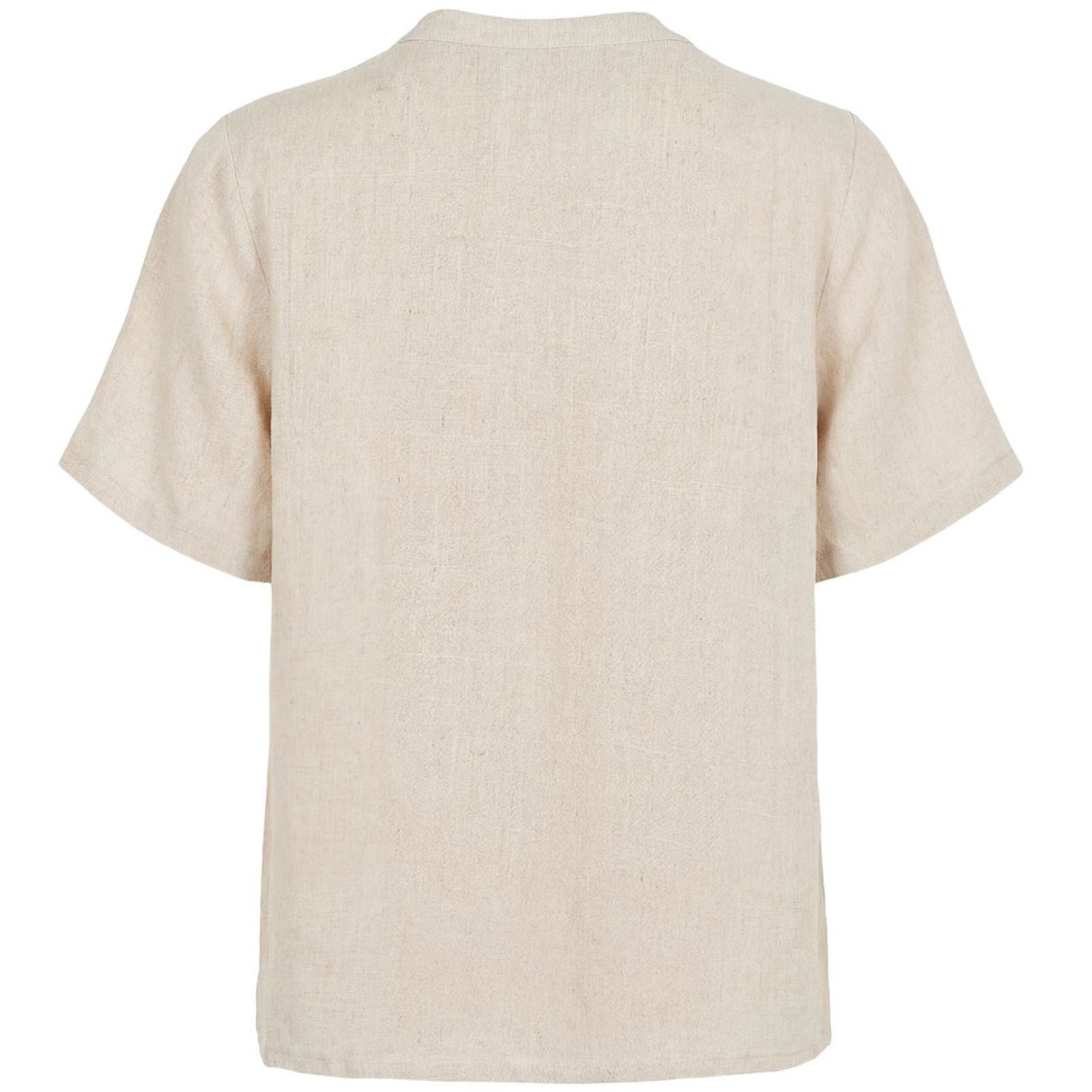Beige korte mouw linnen blouse Pearl - Capuchon Fashion