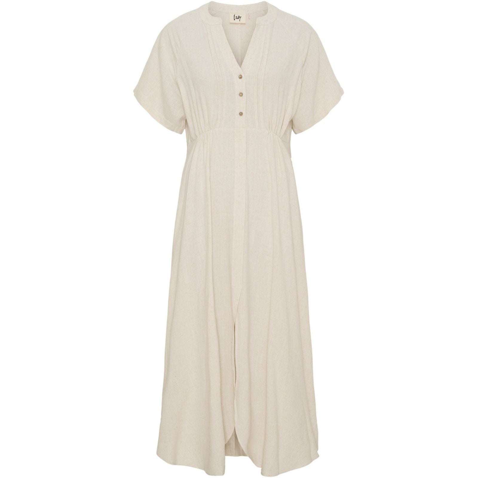 Beige linnen viscose jurk Pearl - Capuchon Fashion