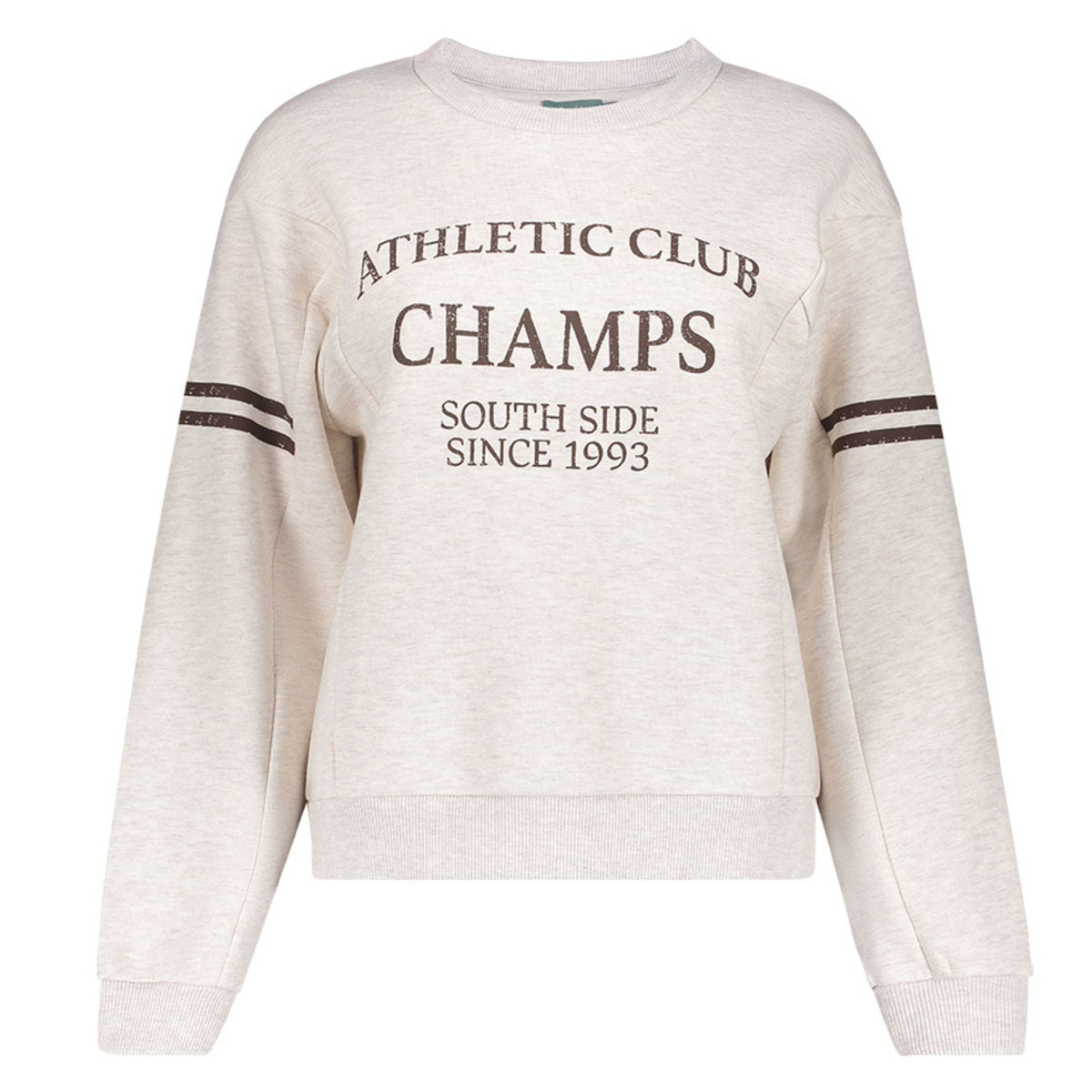 Beige melange met donkerbruine sweater Champs 62552 - Capuchon Fashion