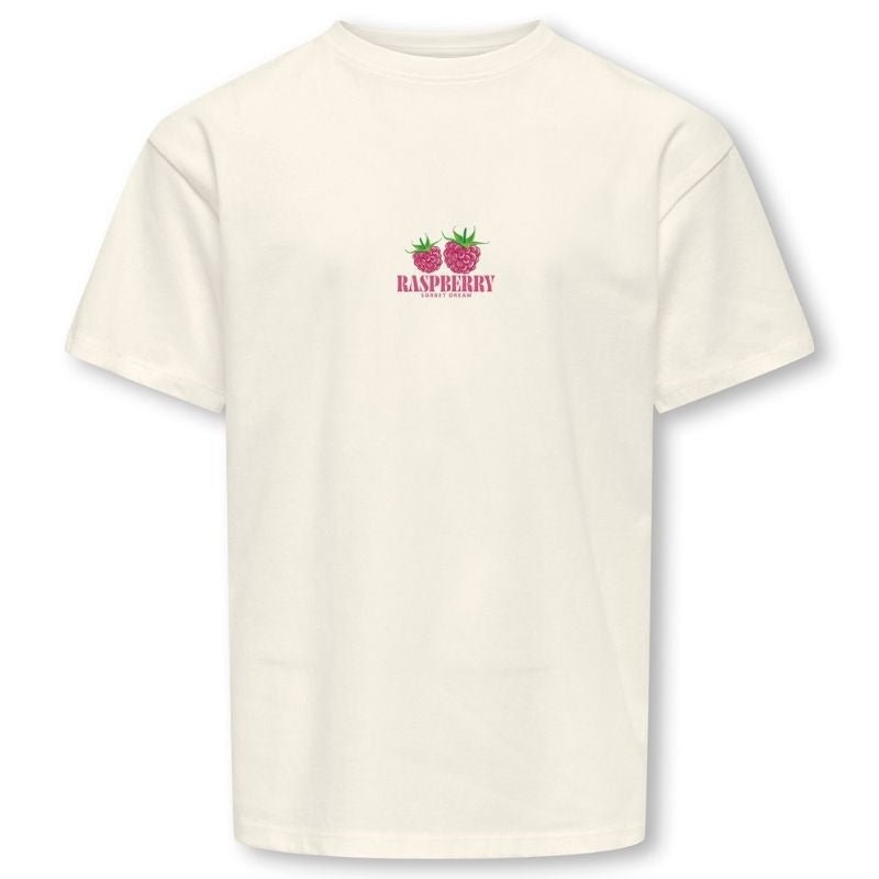 Beige met framboos loose fit t-shirt Carina Life - Capuchon Fashion