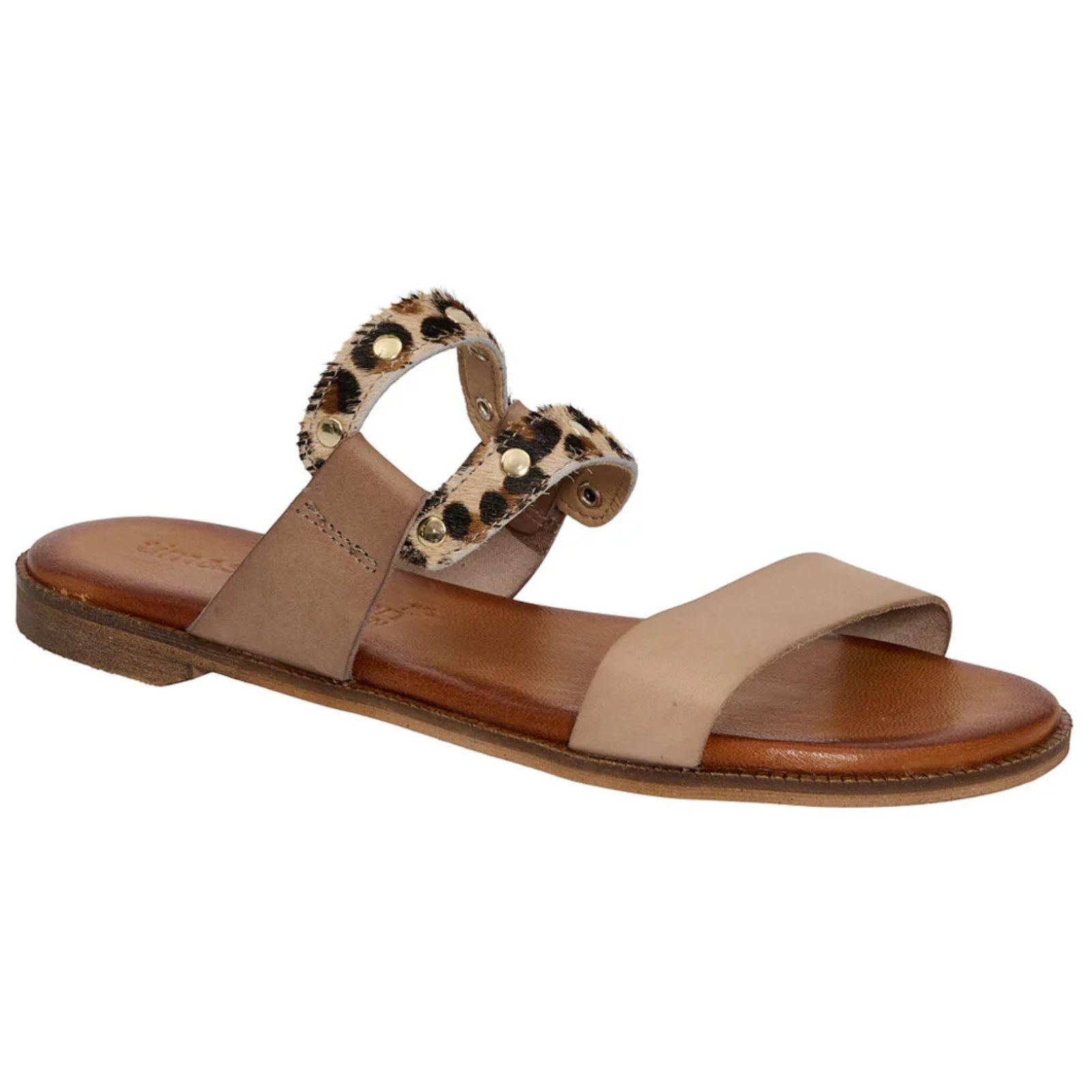 Beige met luipaard sandaal Pepa - Capuchon Fashion