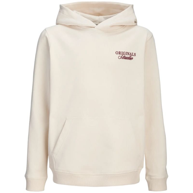 Beige met rode relaxed fit hoodie Norrebro - Capuchon Fashion