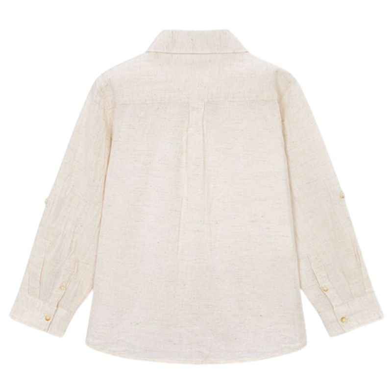 Beige mixed linnen lange mouw shirt 3119 - Capuchon Fashion