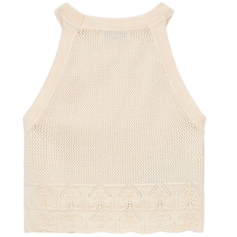 Beige mouwloze knitted top 3027 - Capuchon Fashion