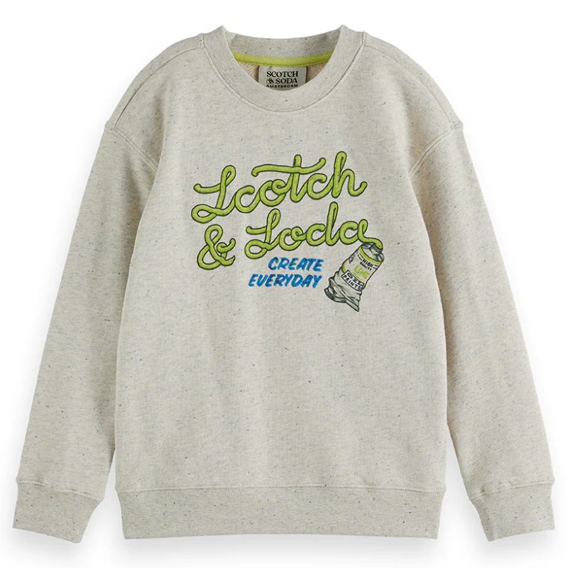 Beige relaxed fit artwork sweater - Capuchon Fashion