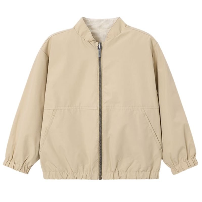 Beige reversible linnen windbreaker 3444 - Capuchon Fashion