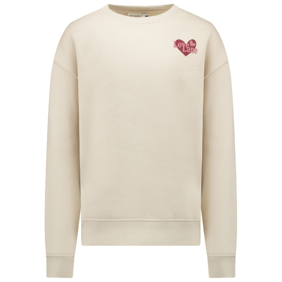 Beige ronde hals backprint sweater Cleo - Capuchon Fashion