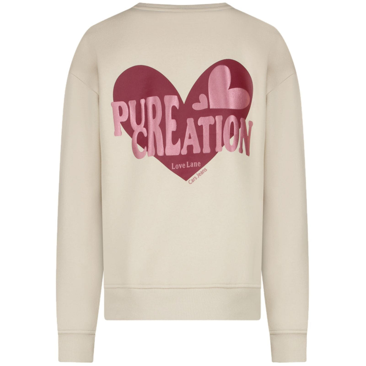 Beige ronde hals backprint sweater Cleo - Capuchon Fashion