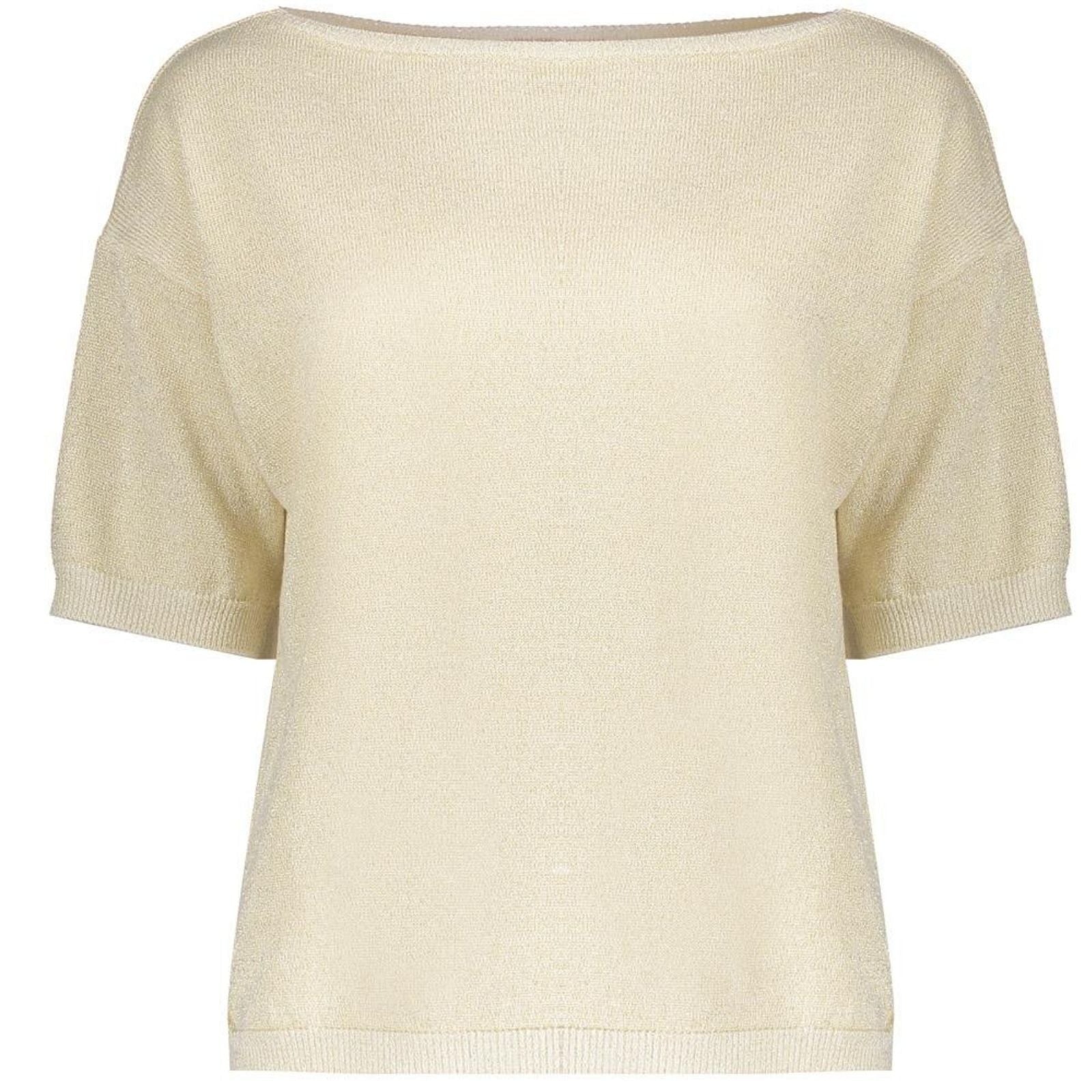 Beige short sleeve pullover lurex 64089 - Capuchon Fashion