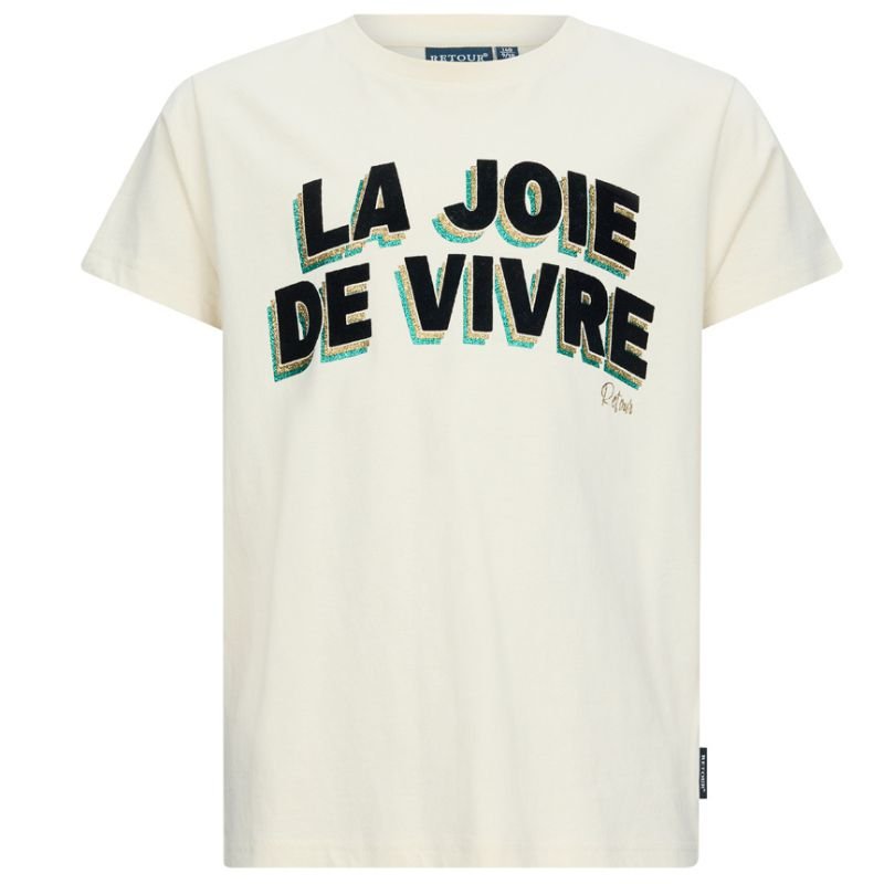 Beige tekstprint t-shirt Nilda - Capuchon Fashion