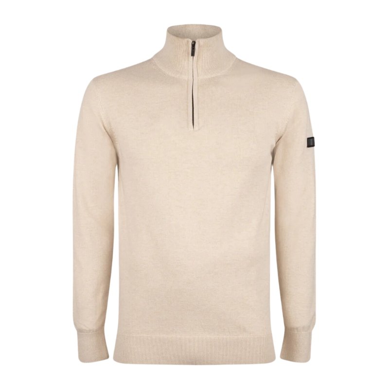 Beige zip knitted pullover Lewis - Capuchon Fashion