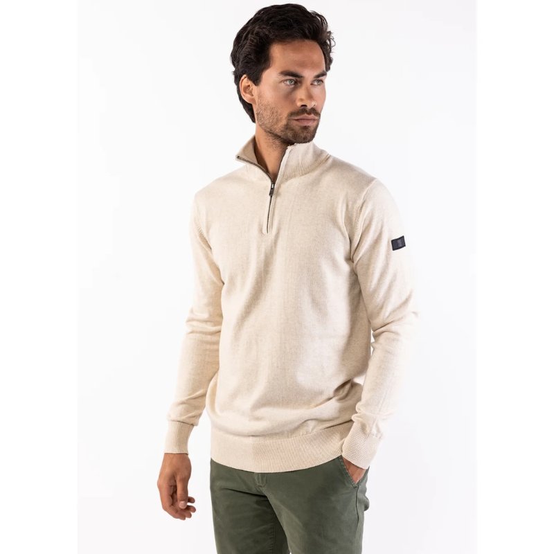 Beige zip knitted pullover Lewis - Capuchon Fashion
