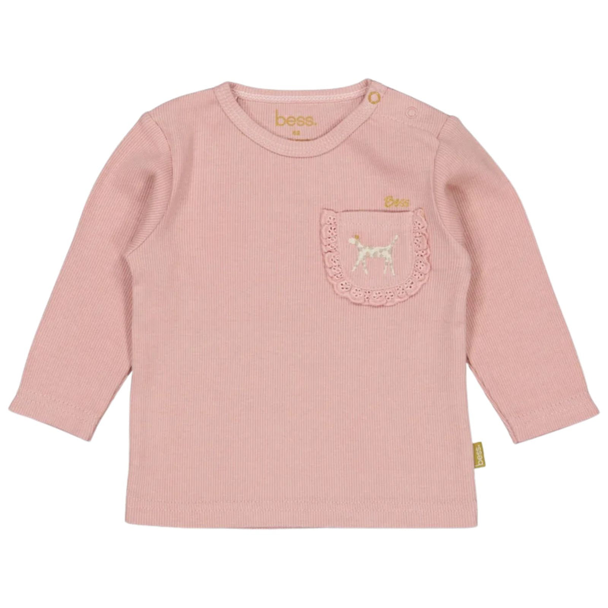 Lichtroze effen rib shirtje Adrienna
