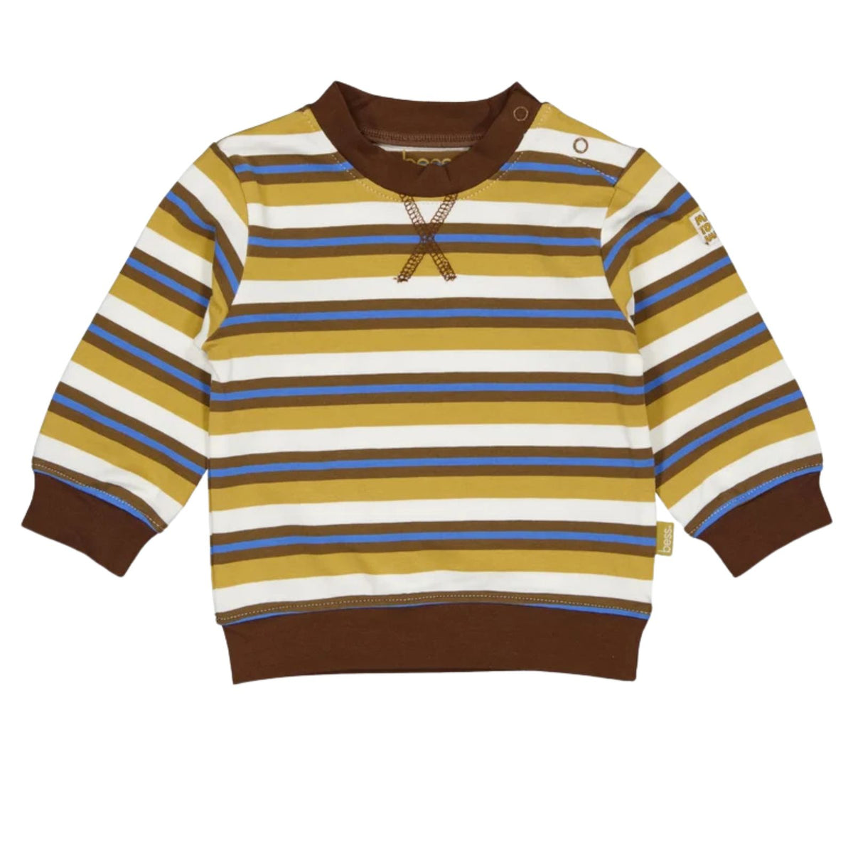 Grijs met camel en blauw gestreept shirt Ace