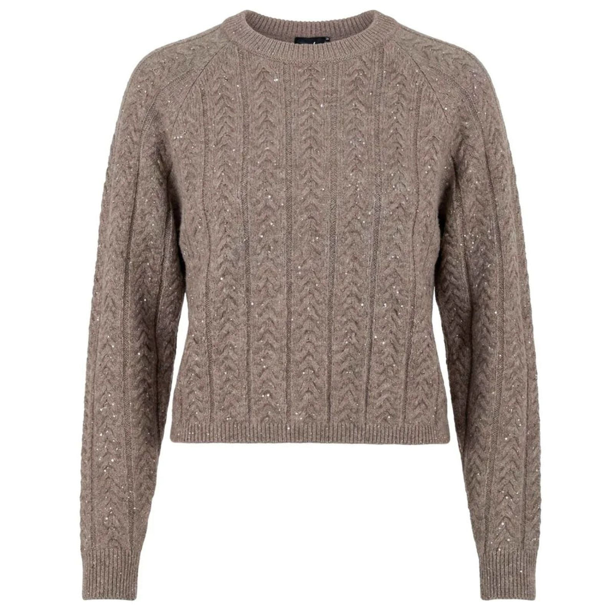 Biscuitbruine pullover sequins 633129 - Capuchon Fashion