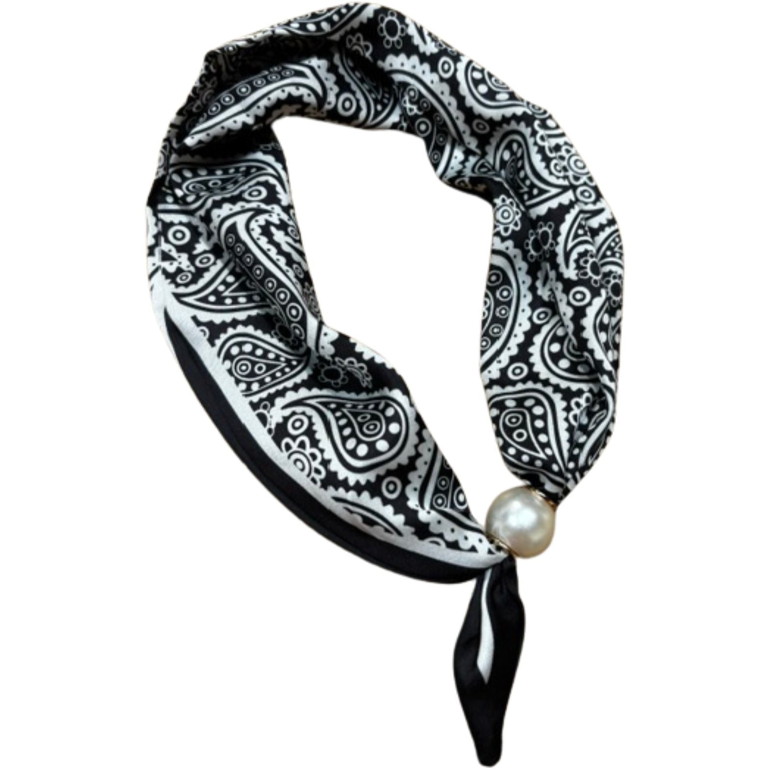 Black-white paisley parel sjaaltje Chloe - Capuchon Fashion