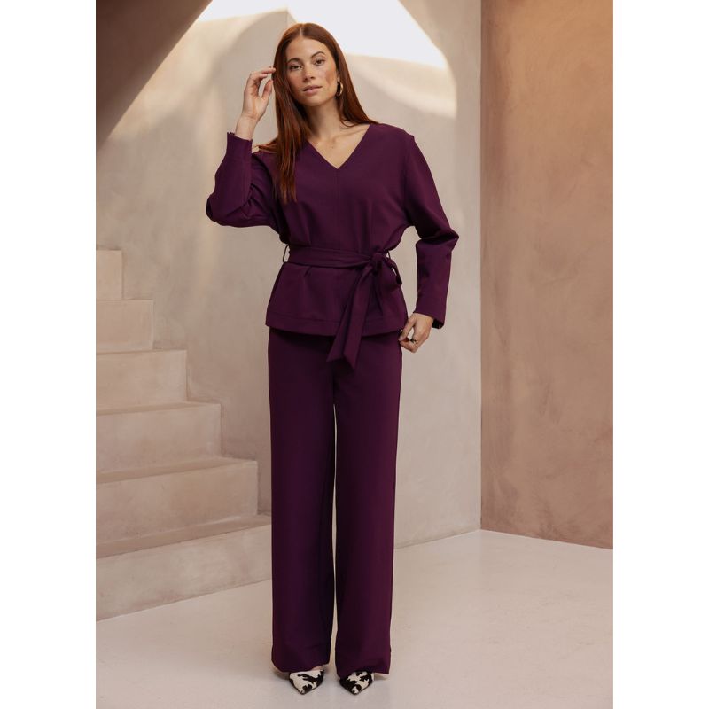 Blackberry travel twill trousers Luz - Capuchon Fashion