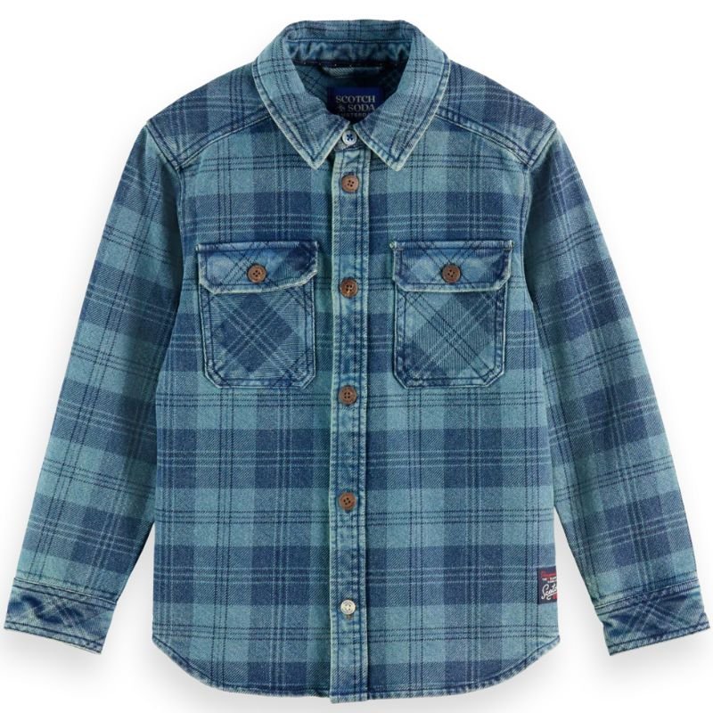 Blauw checkprint overshirt denim - Capuchon Fashion