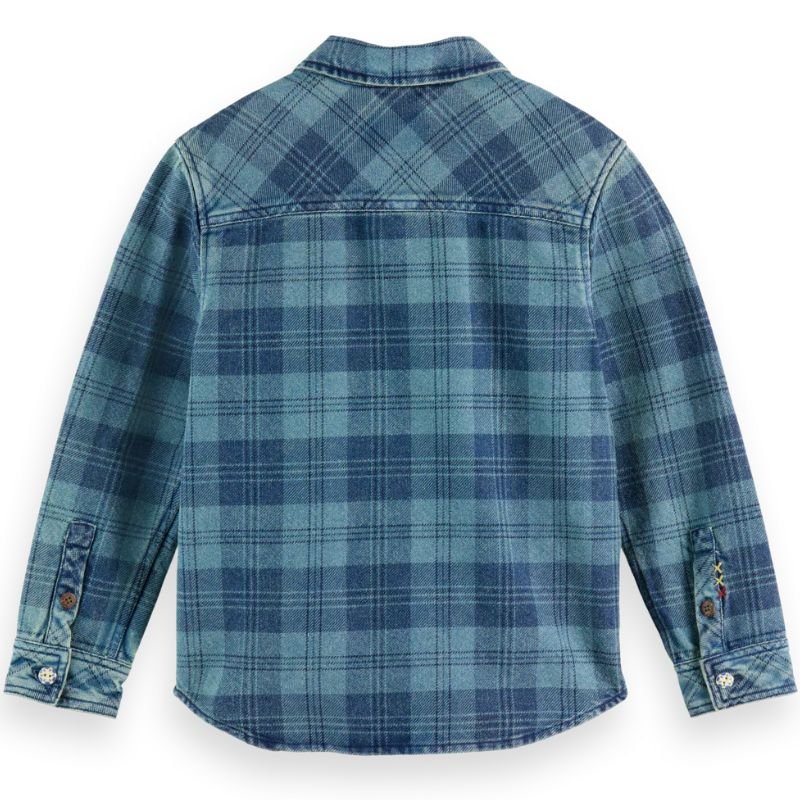 Blauw checkprint overshirt denim - Capuchon Fashion