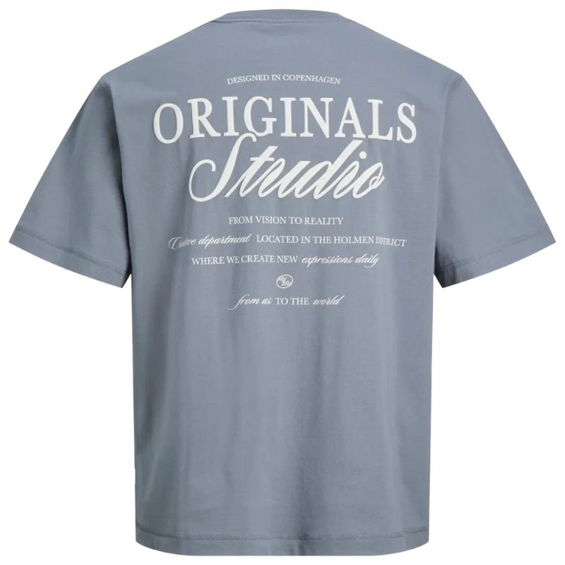 Blauw crew neck t-shirt Norrebro Typo - Capuchon Fashion