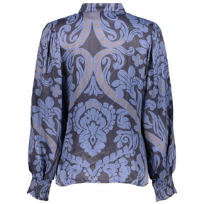 Blauw geprinte blouse 43710 - Capuchon Fashion