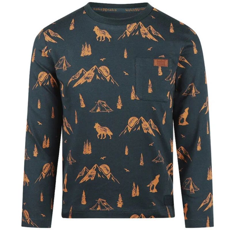 Blauw geprinte longsleeve O56831 - Capuchon Fashion