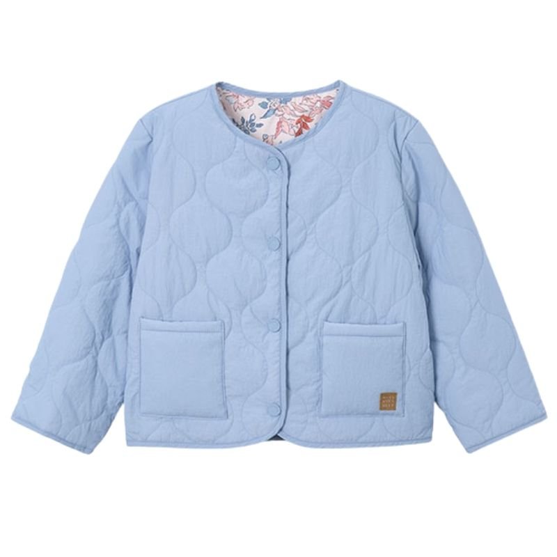 Blauw geprinte reversible padded jacket 3452 - Capuchon Fashion